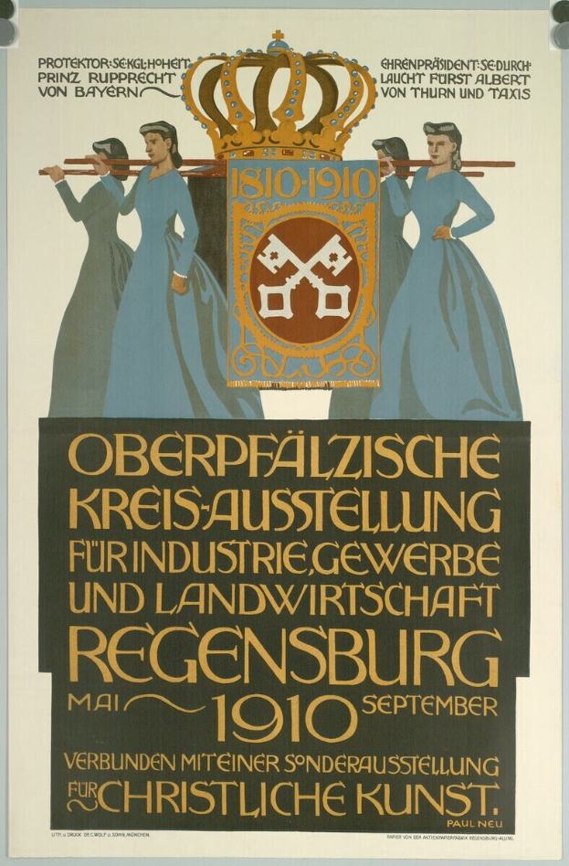 Plakat aus der deutschen Revolution von 1910, das eine Gruppe von Menschen und eine Krone mit Text zeigt, der die Veranstaltung ankündigt.