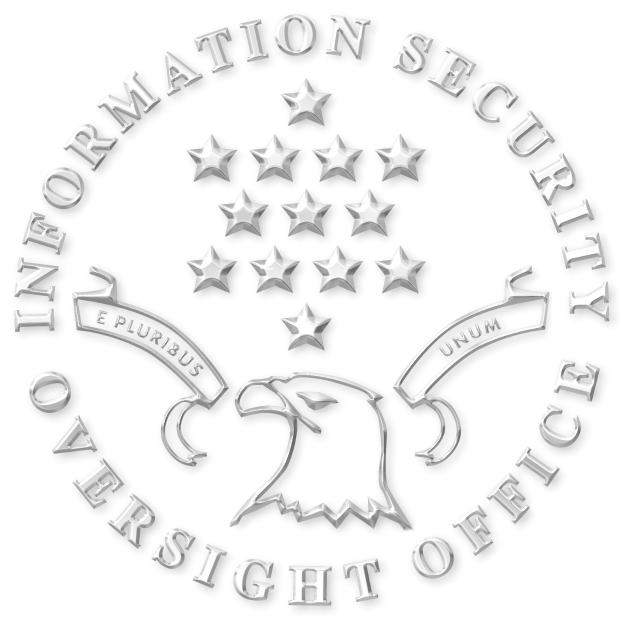 Logo des Amtes für Informationssicherheit mit einem Schild mit einem Adlersymbol, einem Lorbeerkranz und fetter schwarzer Schrift auf einem weißen Hintergrund.