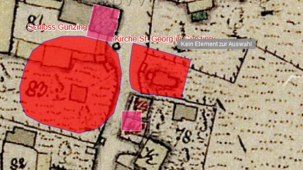 Eine Karte einer Stadt mit einem roten Hakenkreuz in der Mitte, begleitet von begleitendem Text und Zahlen.