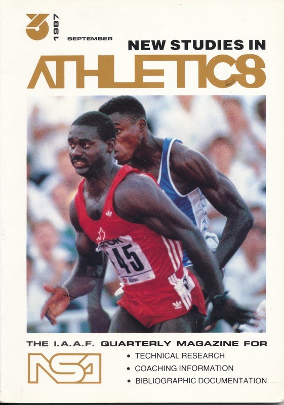 Titelbild von 'Neue Studien im Leichtathletik September 1987' mit zwei Personen auf dem Cover.