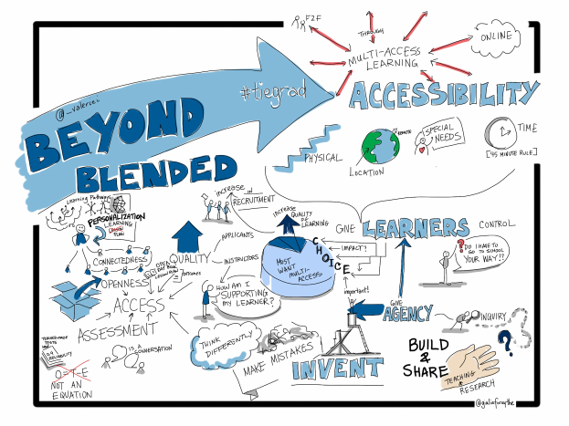 Whiteboard mit dem Text "Beyond Blended Accessibility", einer Globuszeichnung und Pfeilen in verschiedene Richtungen.