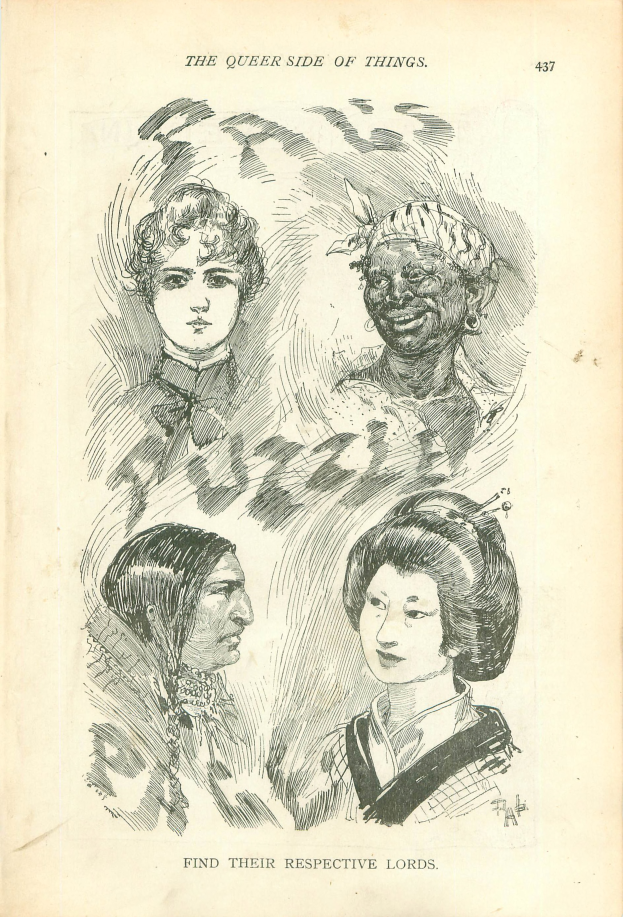 Ein altes Buchcover mit einer Zeichnung von vier Frauenköpfen und dem Text "Die queere Seite der Dinge".