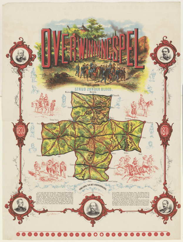 Eine bunte Karte von Überwiningspel, Deutschland, mit lächelnden Menschen, Bäumen und fettgedruckten Beschriftungen.