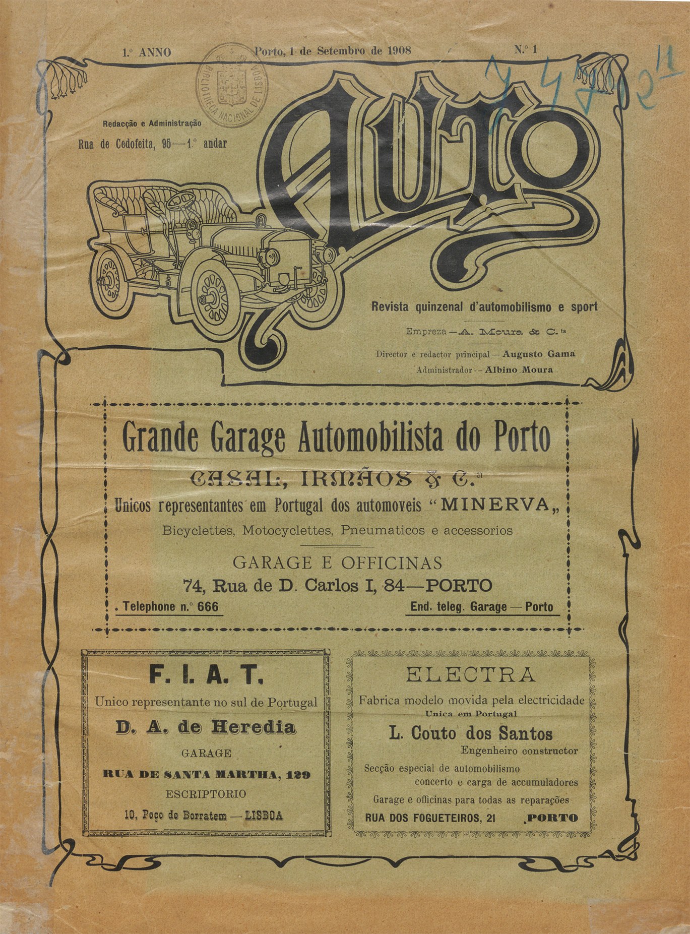 Ein Vintage-Buchumschlag mit einer glänzenden, klassischen Autoillustration und fettem Text auf altem Papier.